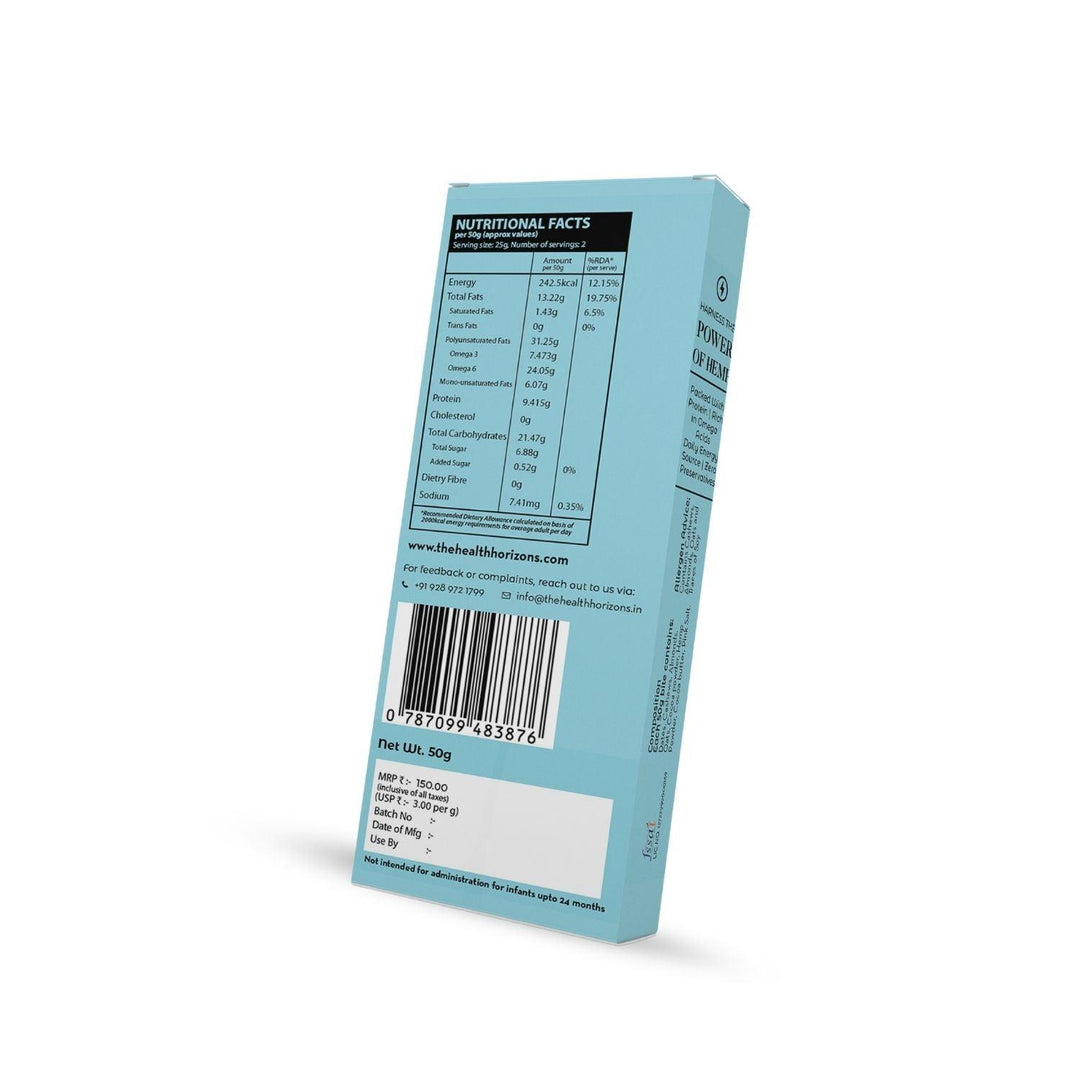 Health Horizons Protein Bar - Hemp Protein with Dates, Cashews, Almonds, Cacao Powder and Cacao ButterHemp BarHemp Protein Bar with Dates, Cashews, Almonds, Cacao Powder & Cacao Butter 