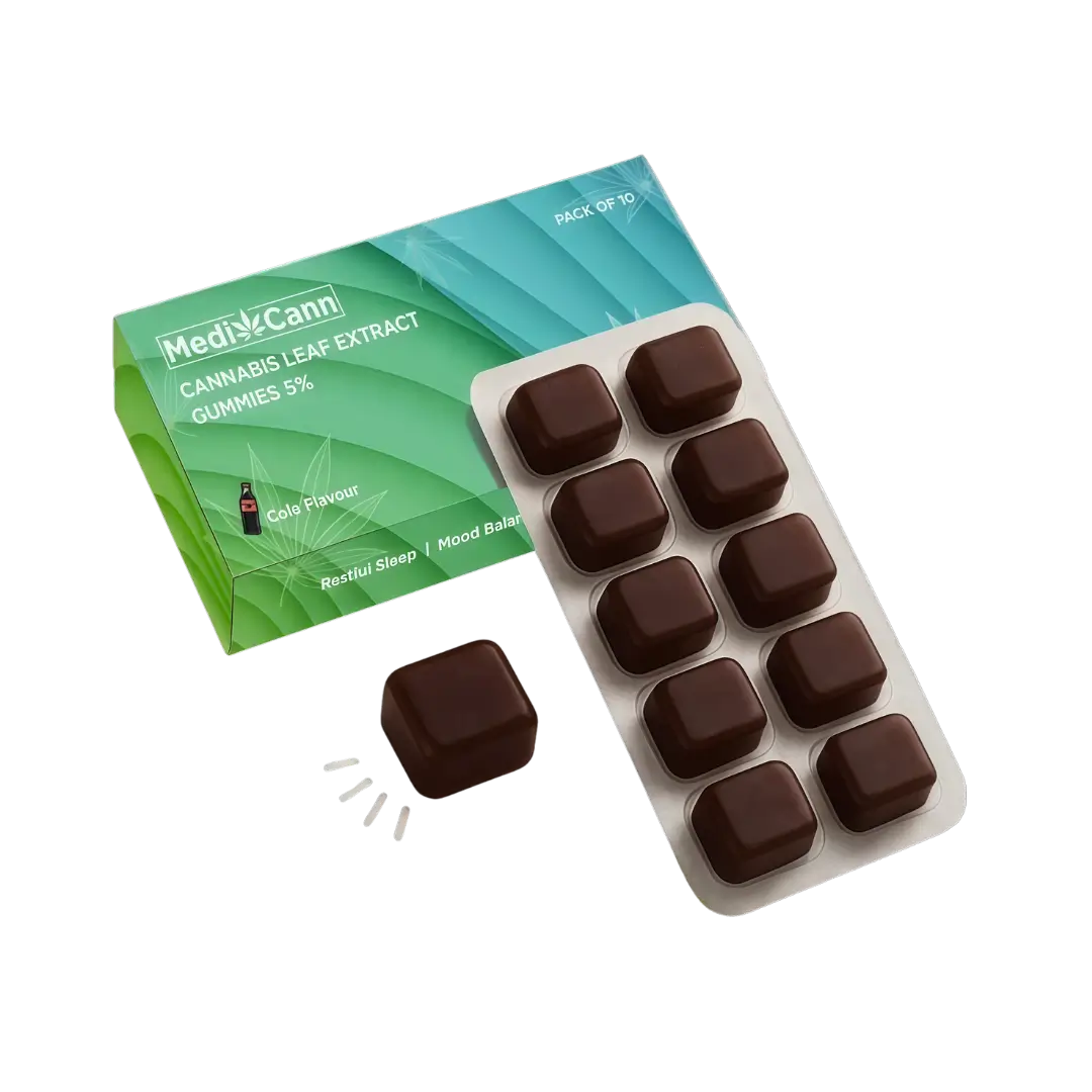 Medicann Cannabis Leaf Extract Gummies | 135mg Premium Vijaya Extract | Cola Flavour (10 Gummies).