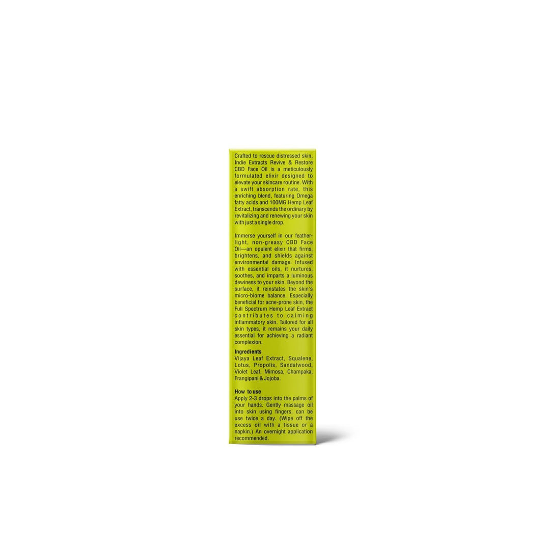 Indie Extracts- Revive & Restore ElixirSkin ElixirCBD Face Oil for Acne - Indie Extracts Revive & Restore|Hydration, Anti-Aging, Full Spectrum Hemp