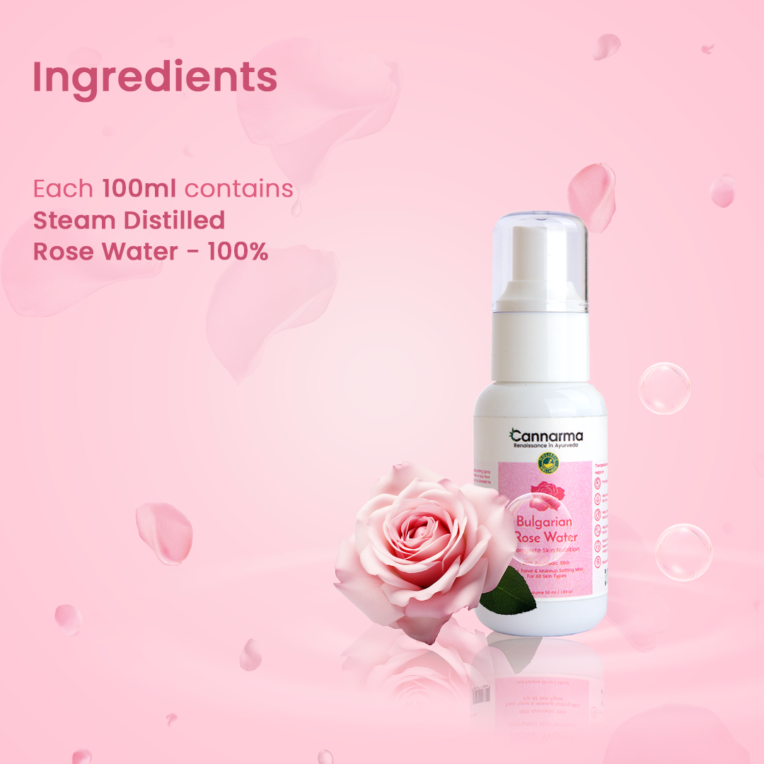 Cannarma Bulgarian Rose Water | Toner, Face Mist, Hair Spray- Skin Hydrating Spray