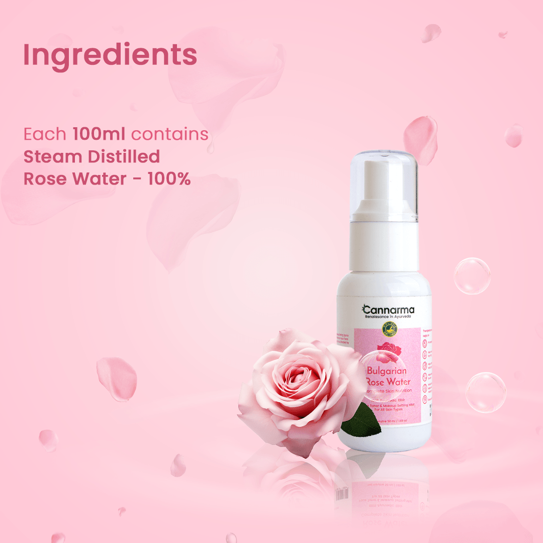 Cannarma Bulgarian Rose Water | Toner, Face Mist, Hair Spray- Skin Hydrating Spray.