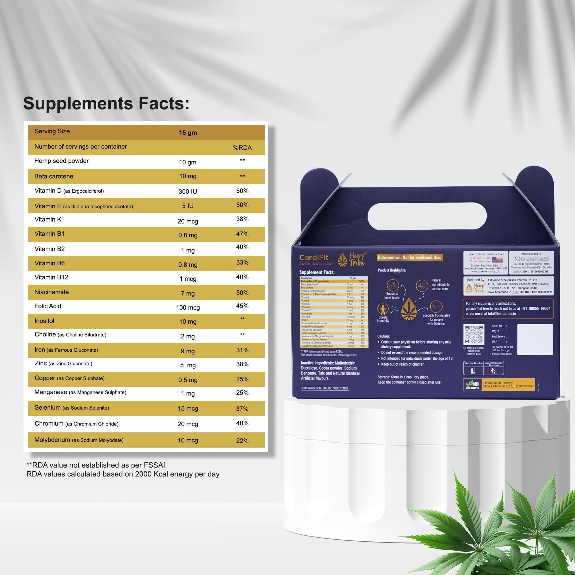 Hemp Tribe- CardiFit | Cardiac Health Powder | for Heart and Diabetes Management.