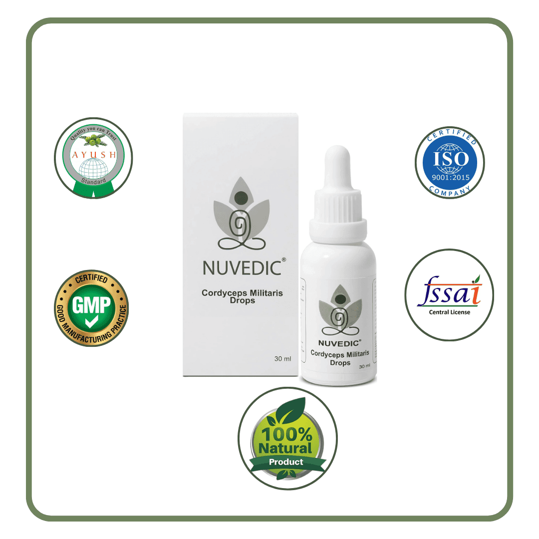 Nuvedic Cordyceps Militaris Drops | Cordyceps Extract for Energy & Immunity 30ml.