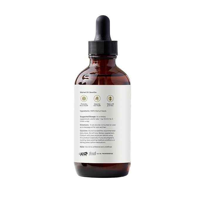 Saket Foods Walnut Oil - Extra Virgin Cold Pressed Oil | Pure Unrefined Walnut Oil