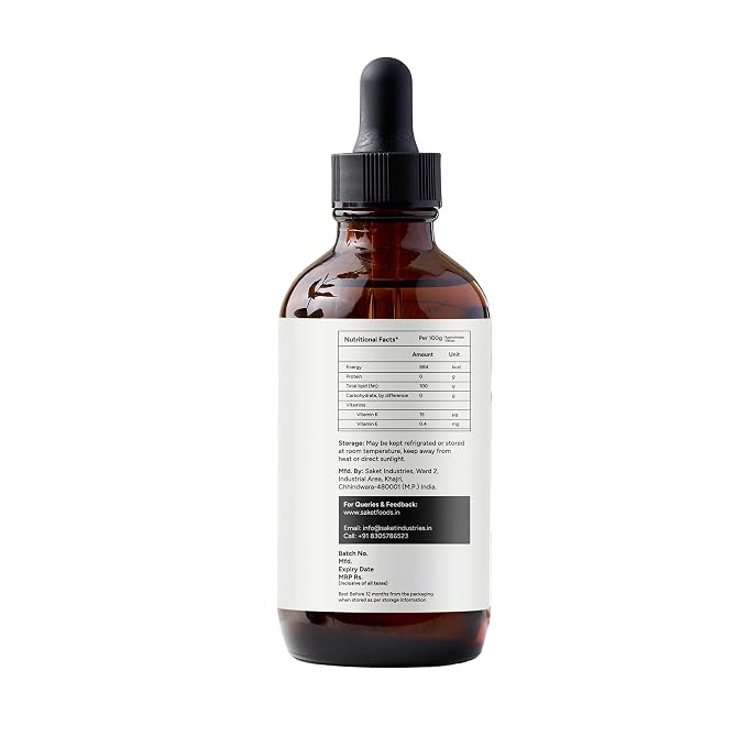 Saket Foods Walnut Oil - Extra Virgin Cold Pressed Oil | Pure Unrefined Walnut Oil
