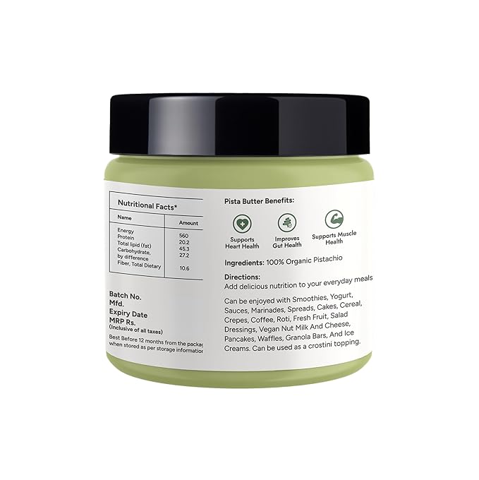 Saket Foods Pista Butter - Creamy Nut Butter | 100% Organic Pistachios