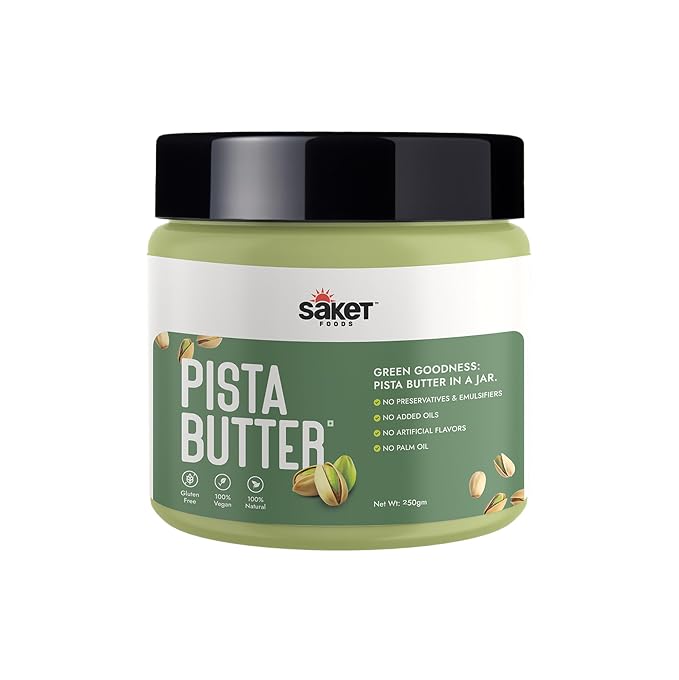 Saket Foods Pista Butter - Creamy Nut Butter | 100% Organic Pistachios