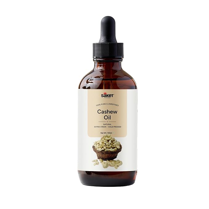 Saket Foods Cashew Oil - Cold Pressed Oil | Pure & Unrefined Cashew Oil | 100 ML