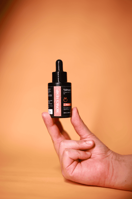CBD + THC Oil - Monk's Hemp Vairagya - The Ultimate Relief CBD Oil (1:1) - Peach (30ML)