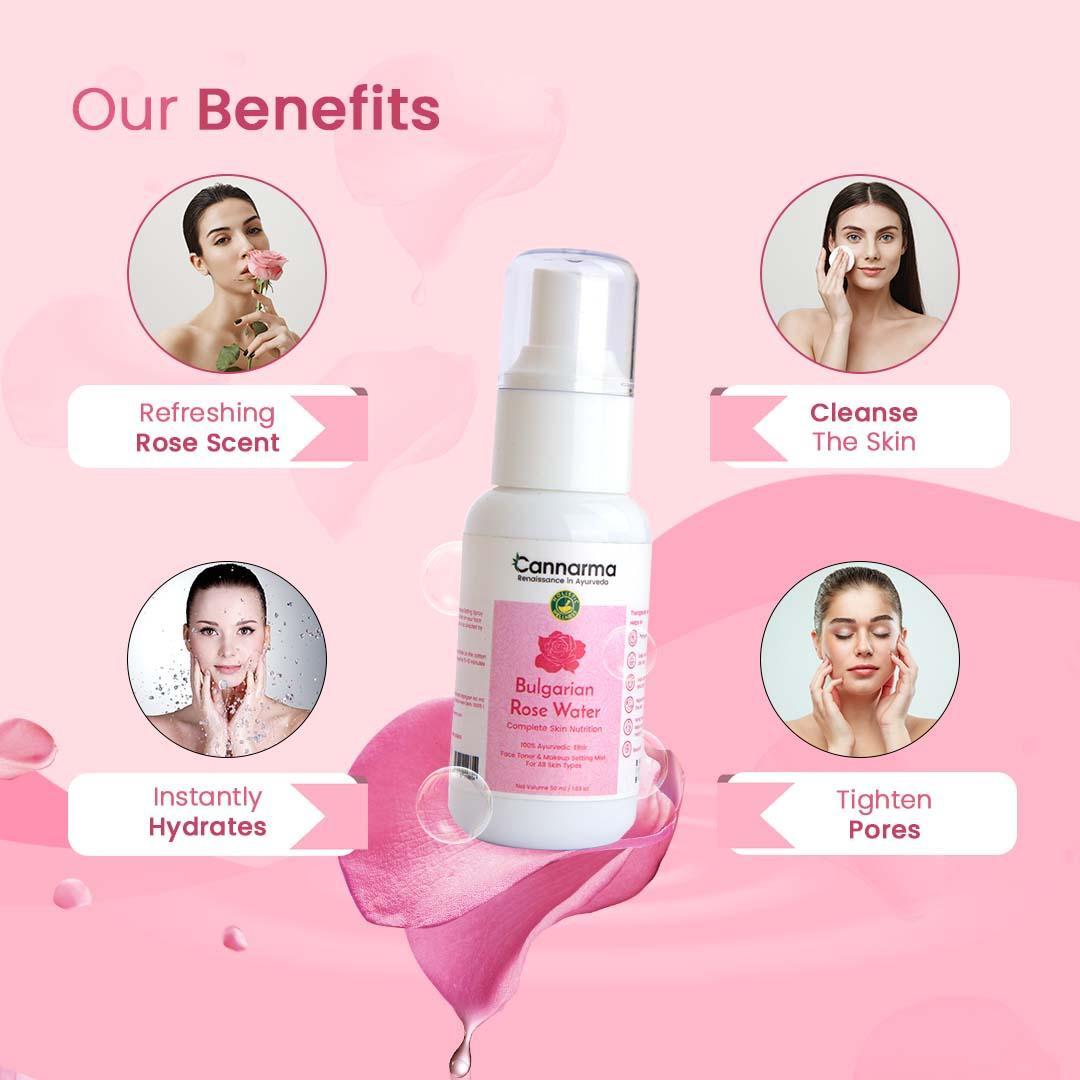 Cannarma Bulgarian Rose Water | Toner, Face Mist, Hair Spray- Skin Hydrating Spray.