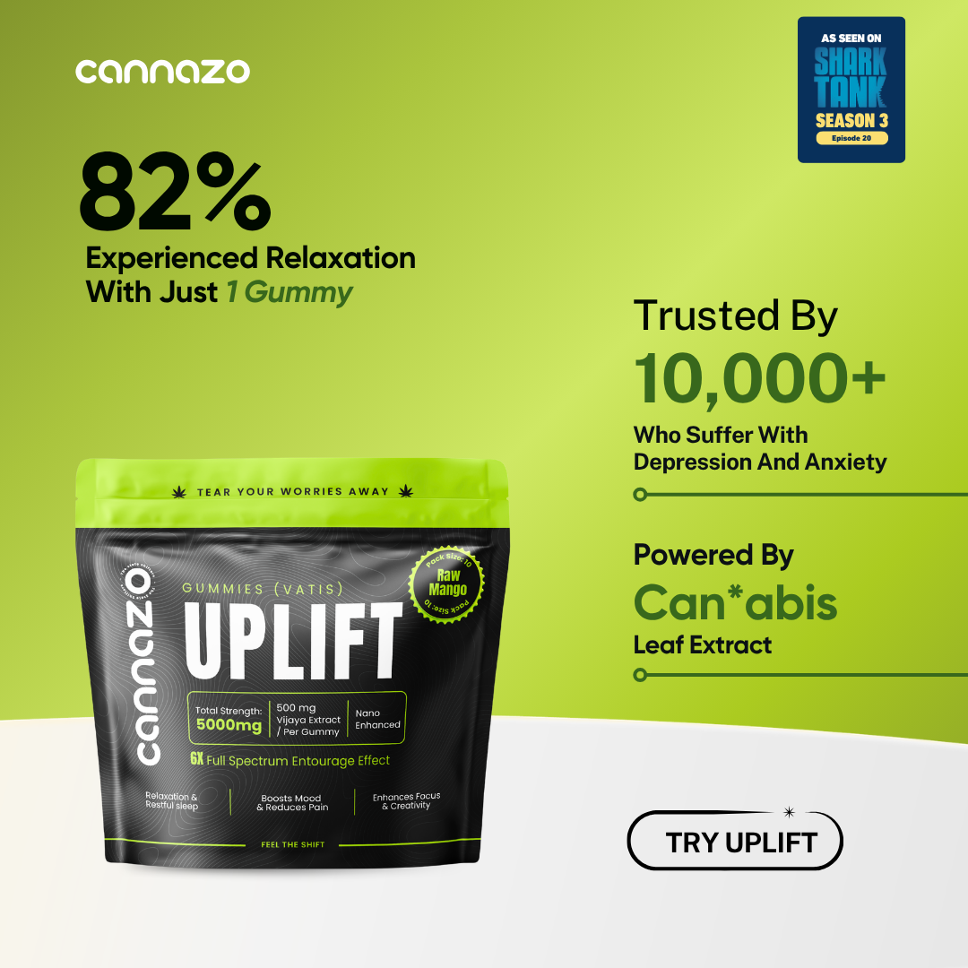 Cannazo Uplift Medical Cannabis Gummies - 350mg Cannabinoids Raw Mango Vatis | For Stress, Low Mood, Relaxation | 500mg Extract