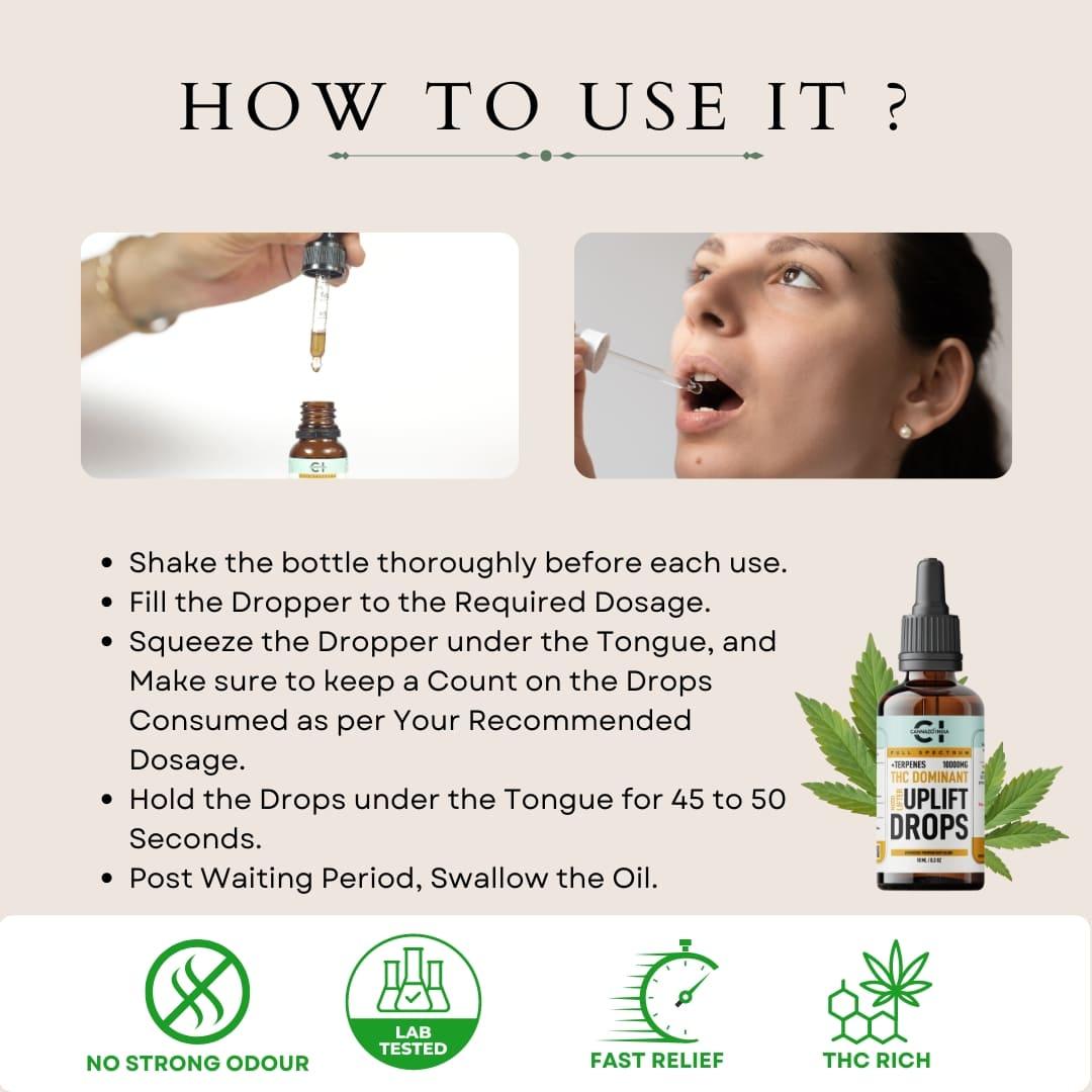 Cannazo - Uplift Drops – THC Dominant – Mood LiftersTHC Rich CBD OilCannazo Drops – THC Mood Enhancers | Pain Relief Support
