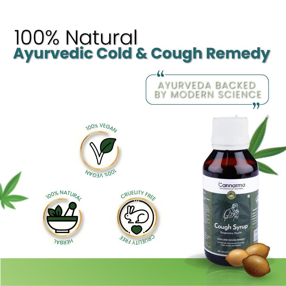 Cannarma Natural Cough Syrup | With the goodness of Ginger, Tulsi, Honey & Mulethi | Sugar Free Syrup.