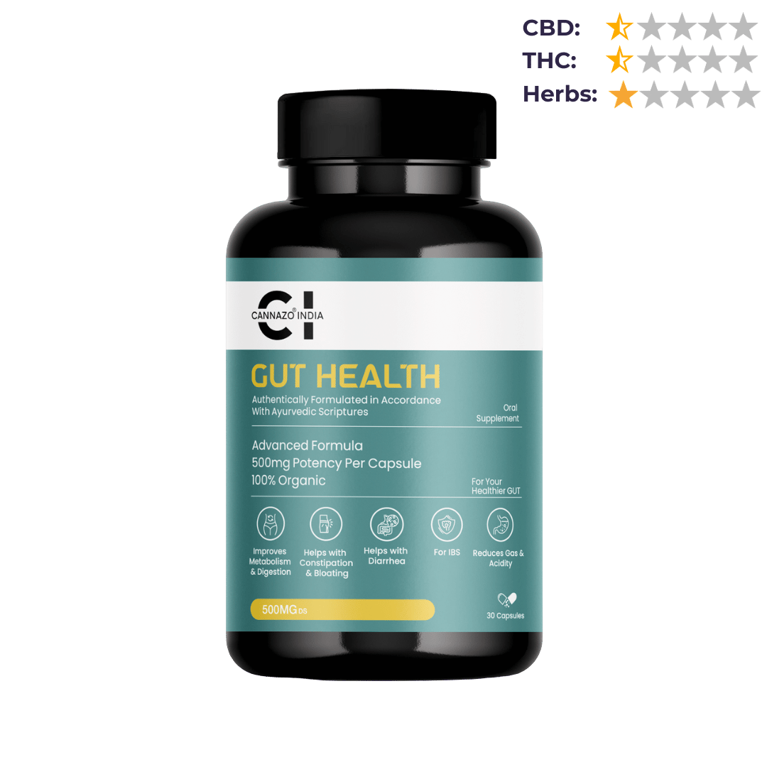 Cannazo- Gut Health Capsules – 500mg (Gas & Bloating relief).