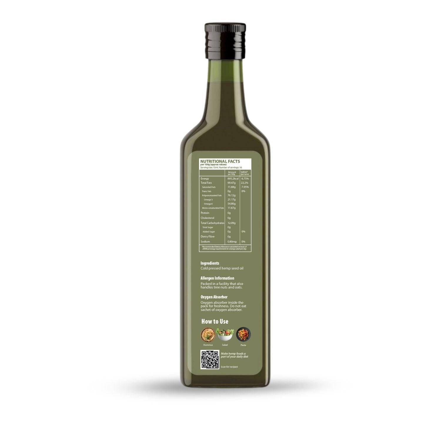 Health Horizons Hemp Cold Pressed Virgin Seed Oil.