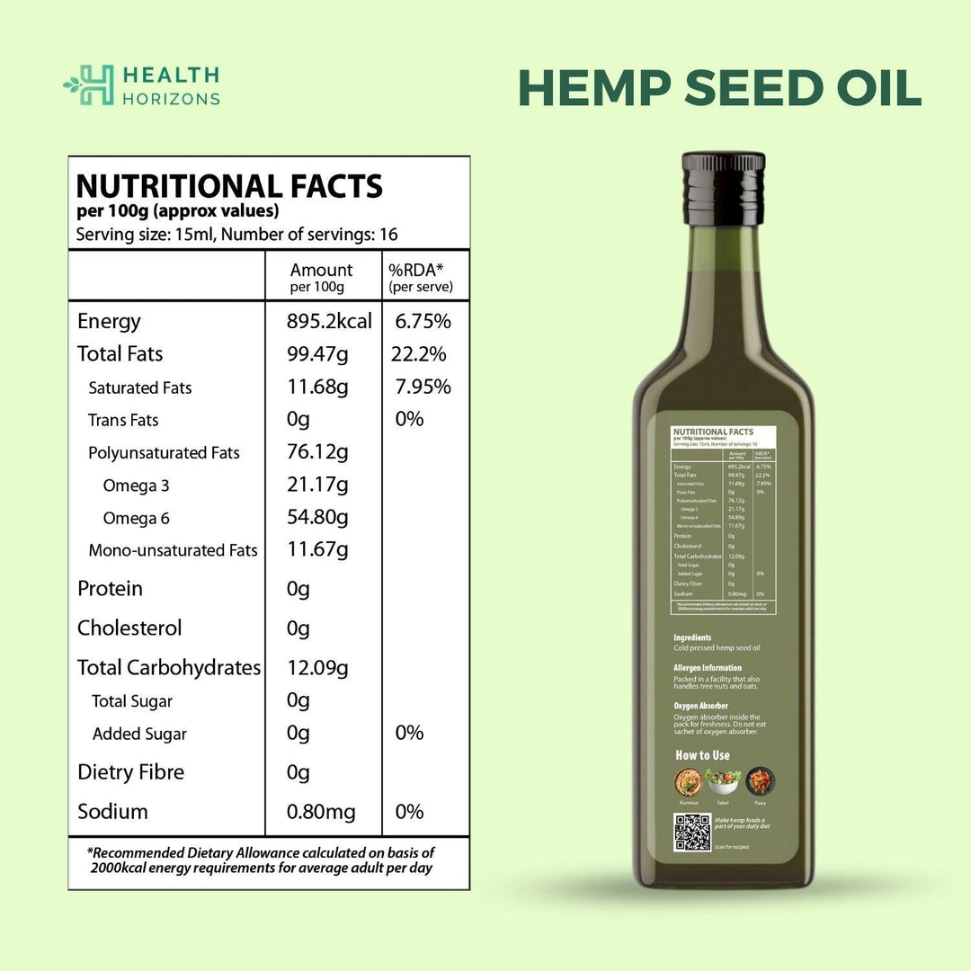 Health Horizons Hemp Cold Pressed Virgin Seed OilHemp Seed OilHealth Horizons Hemp Cold Pressed Virgin Seed Oil