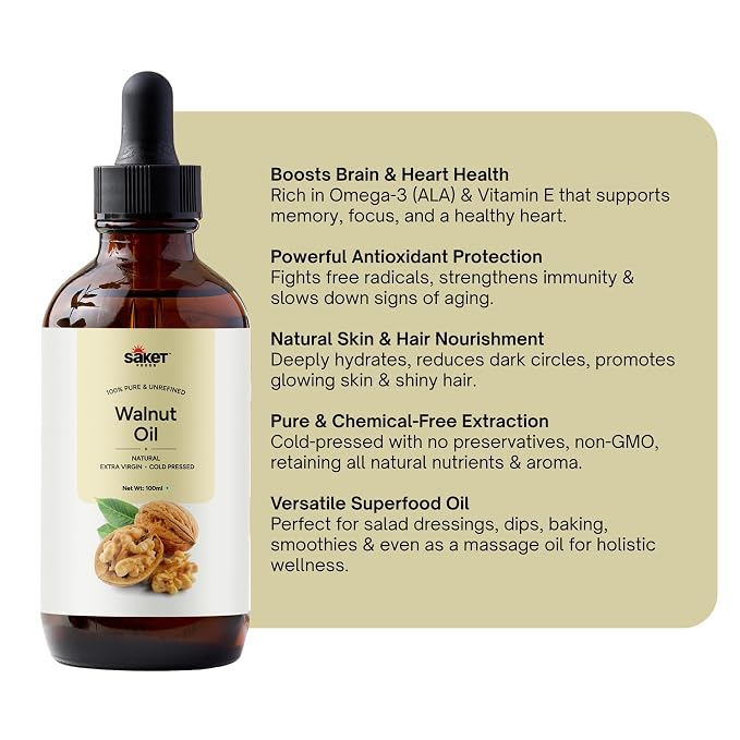 Saket Foods Walnut & Pumpkin Seed Flour Combo - FREE Walnut Oil | 250g Each