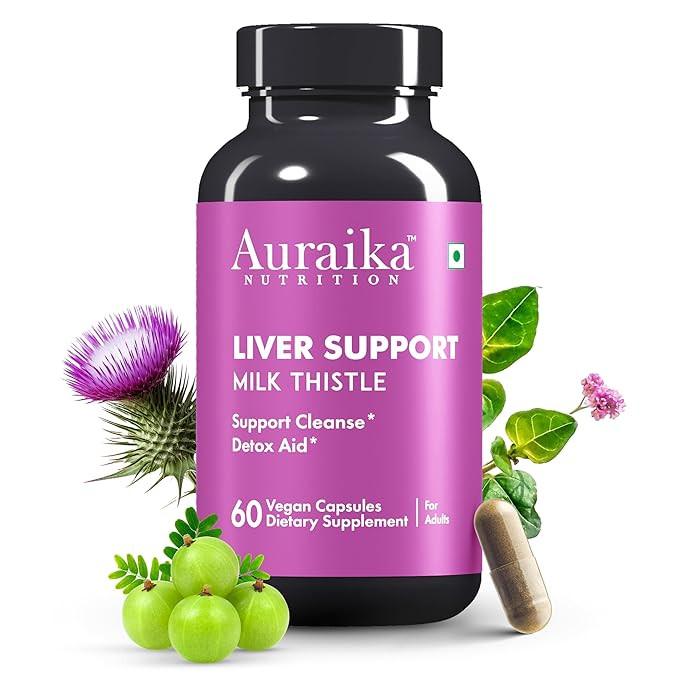 Auraika Liver Detox Supplement | Milk Thistle Capsules for Liver Support & Cleansing.