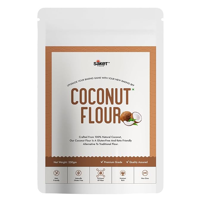 Saket Foods Coconut & Walnut Flour Combo - Flour Powder | 250g Each