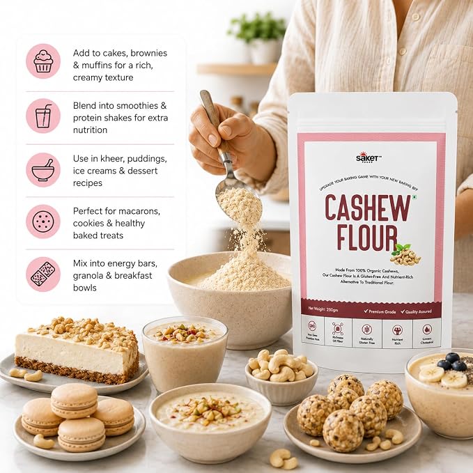 Saket Foods Cashew Flour - Gluten Free Powder | Pure Cashew | 250 G