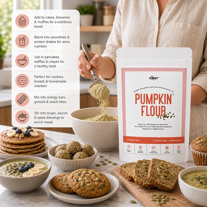 Saket Foods Pumpkin Seeds Flour - Seed Powder | 100% Pure Pumpkin Seeds
