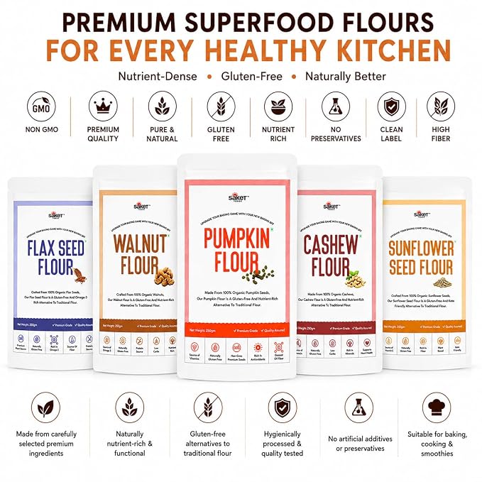 Saket Foods Cashew Flour - Gluten Free Powder | Pure Cashew | 250 G