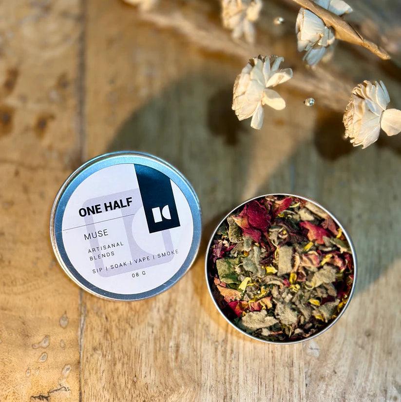 One Half- Muse 8gm Tin | Herbal Smoking BlendHerbal BlendHerbal Smoking Blend 8gm - Artisanal Tin | Focus & Creativity