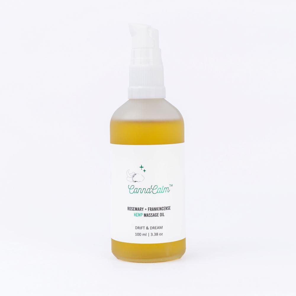 CannaCalm Hemp Massage Oil-Rosemary + Frankincense.