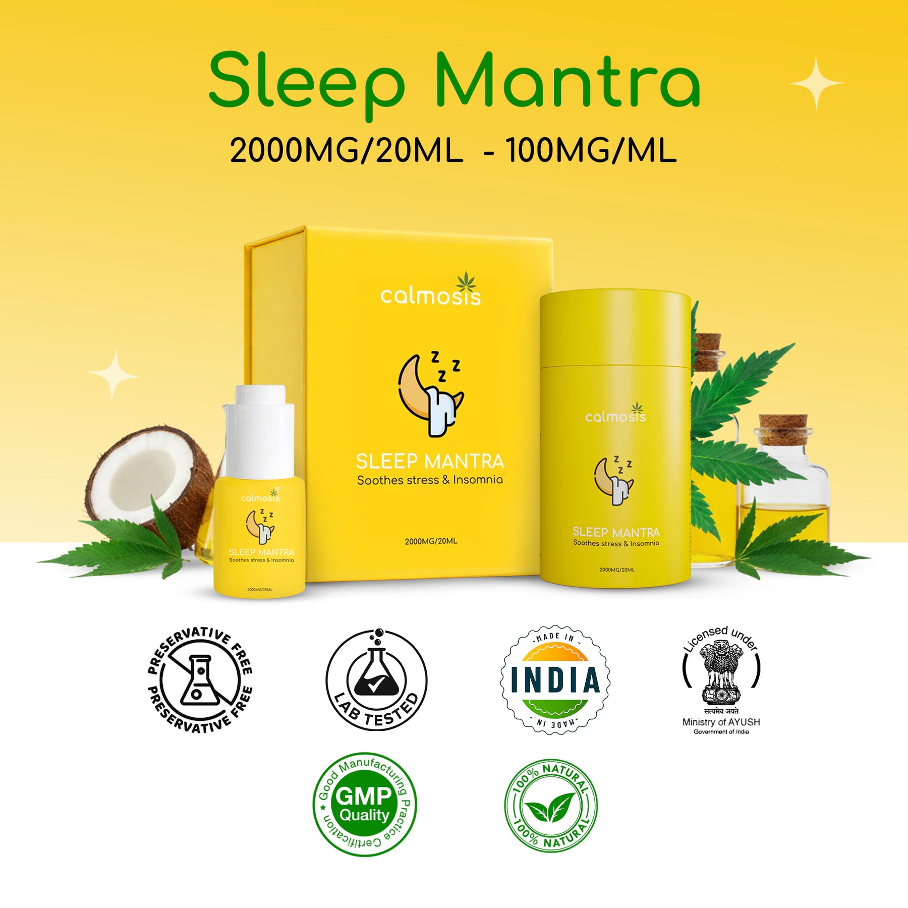Calmosis Sleep Mantra CBD Oil 2000mg | THC-Free Cannabis Sleep Tincture for Deep Sleep & Insomnia Relief