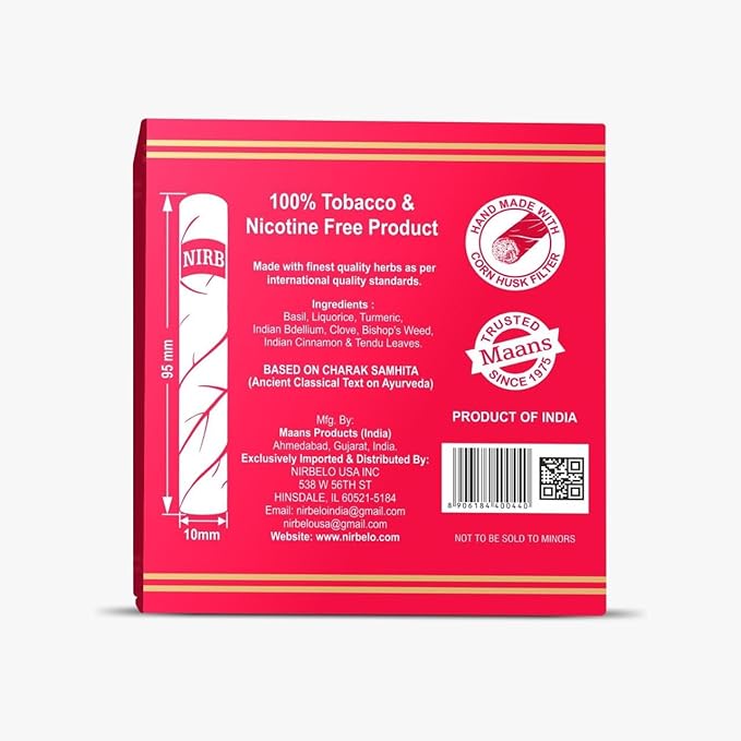 Nirdosh King’s Herbal Cigar – Strawberry Flavor | Tobacco & Nicotine Free | 95mm 5 Cigars Pack