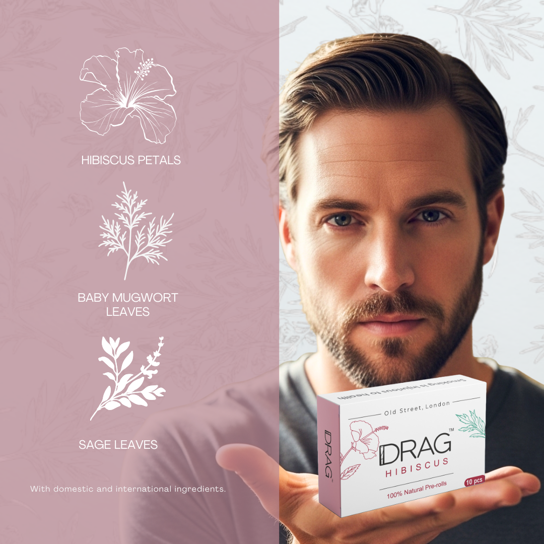 Drag Hibiscus - Herbal Preroll | Mugwort & Hibiscus Petals | Tobacco-Free & Nicotine-Free