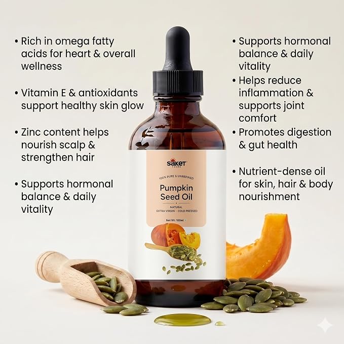 Saket Foods Walnut & Pumpkin Seed Oil Combo - Cold Pressed | 100ml Each