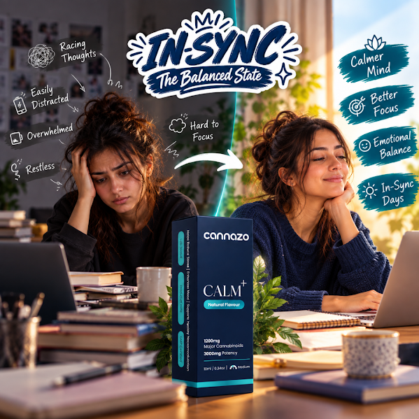Cannazo Calm Plus (Vijaya Amrit) 3000mg - Naturally Derived CBD-Rich Drops for Calm, Anxiety & Mood Balance