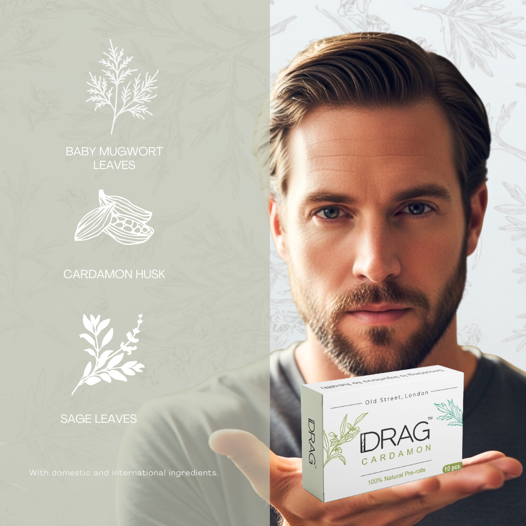 Drag Cardamom - Herbal Preroll | Mugwort & Cardamom Husk | Tobacco-Free & Nicotine-Free