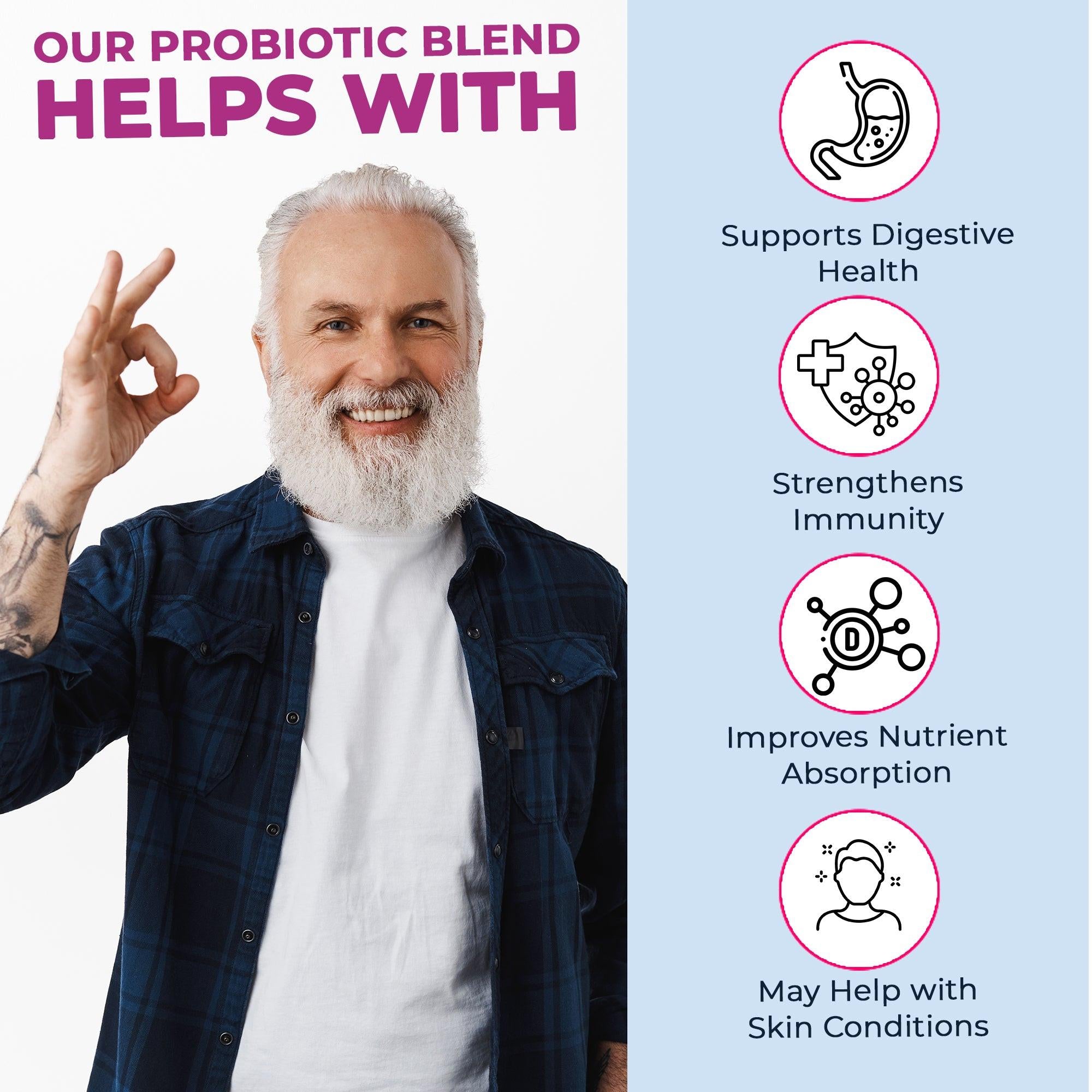 RychBiome by BugSpeaks - Probiotics Blend for Men Age 50+ (60 Capsules).