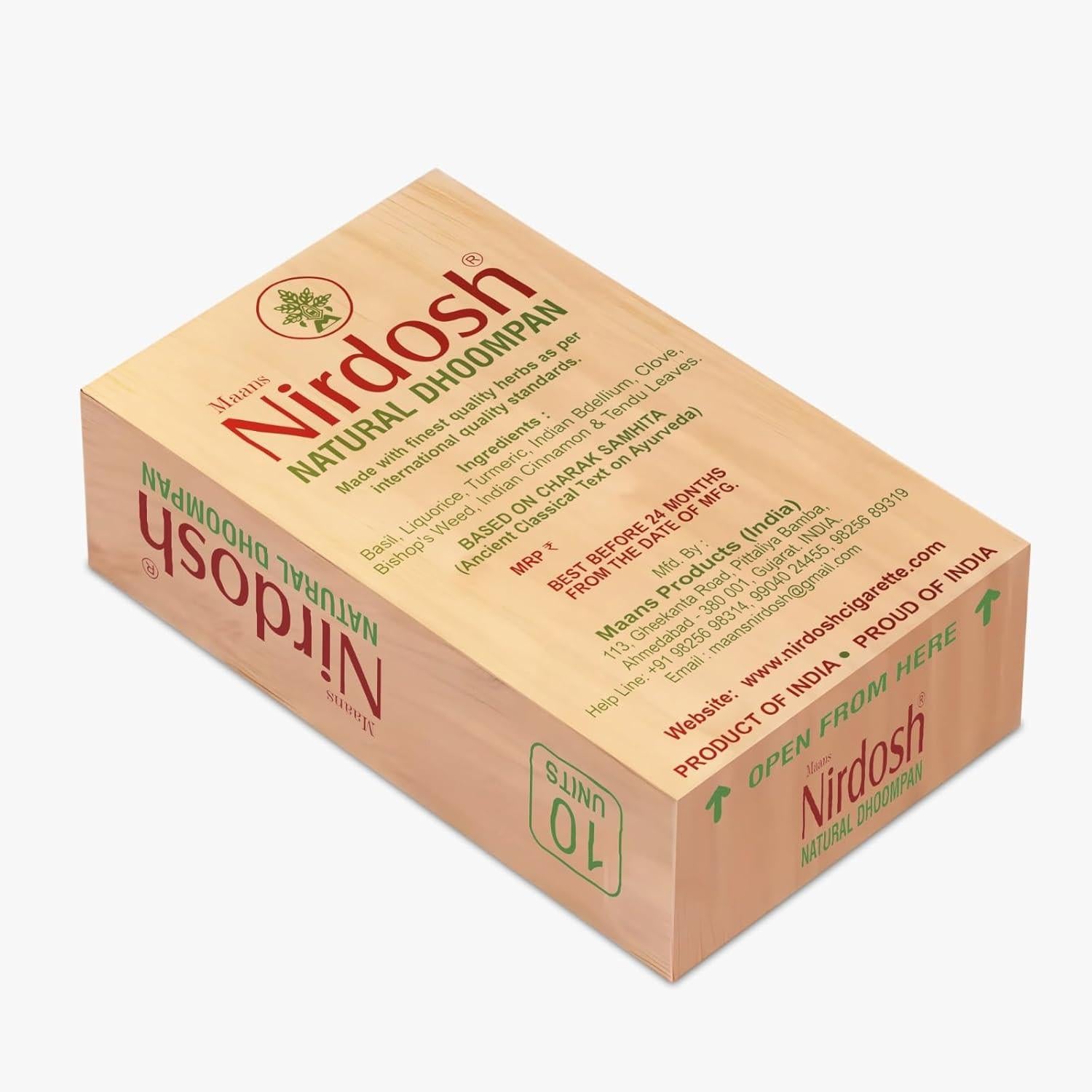 Nirdosh Herbal Smoke Sticks – Icey Mint Flavor | 100% Tobacco & Nicotine-Free | Pack of 10.