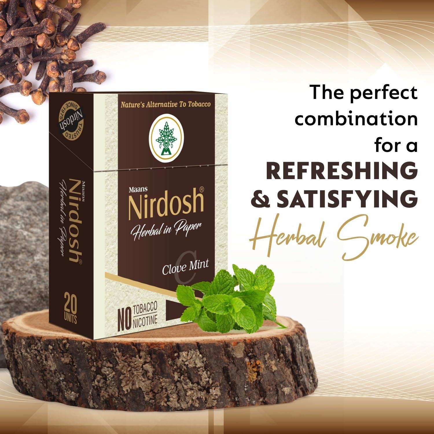 Nirdosh Herbal Smoke Sticks – Clove Mint | Tobacco & Nicotine-Free Herbal Cigarette.