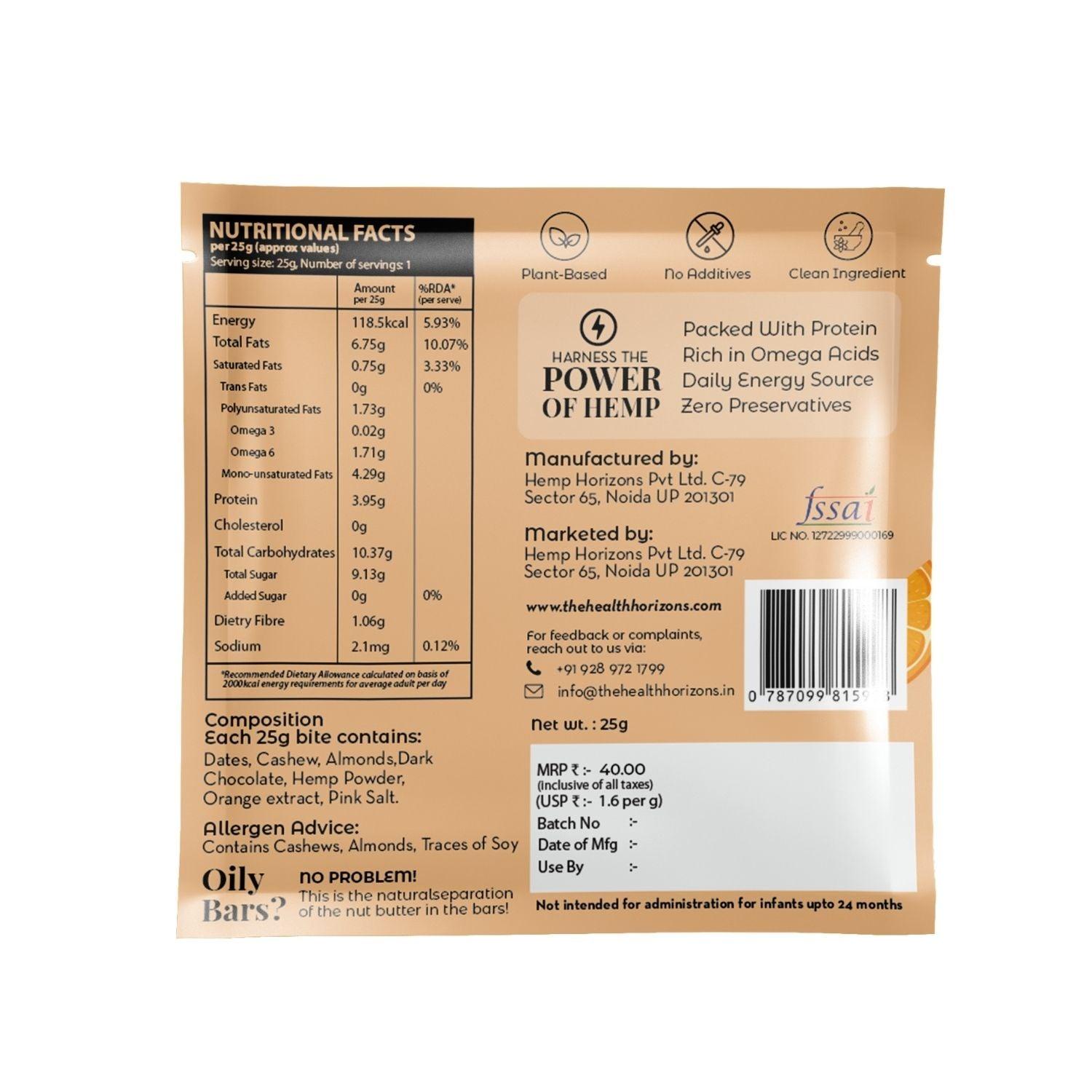 Health Horizons Plant Protein Bites - Orange & Dark Chocolate Flavour (Pack of 12)Hemp Protein PowderHealth Horizons Plant Protein Bites | Orange & Dark Chocolate Flavour