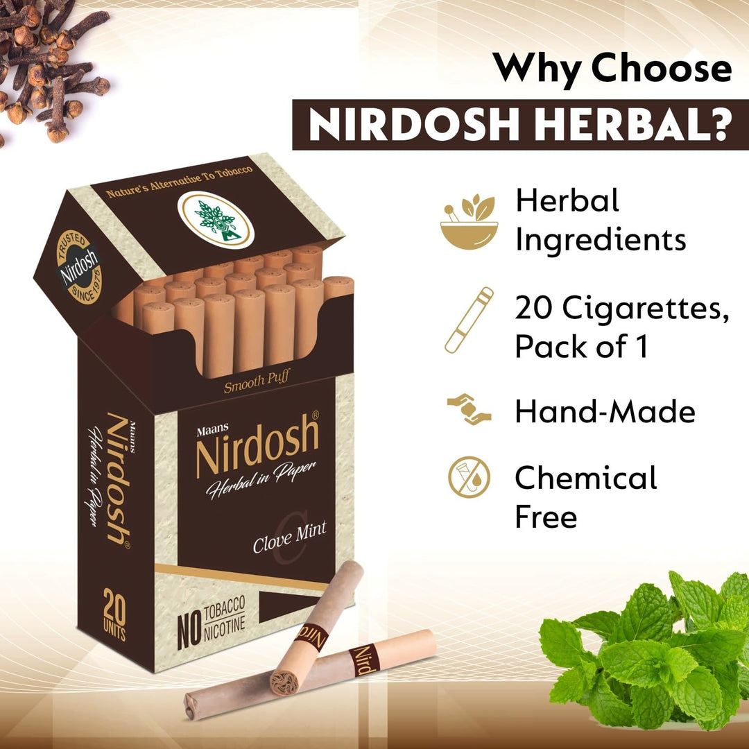 Nirdosh Herbal Smoke Sticks – Clove Mint | Tobacco & Nicotine-Free Herbal Cigarette