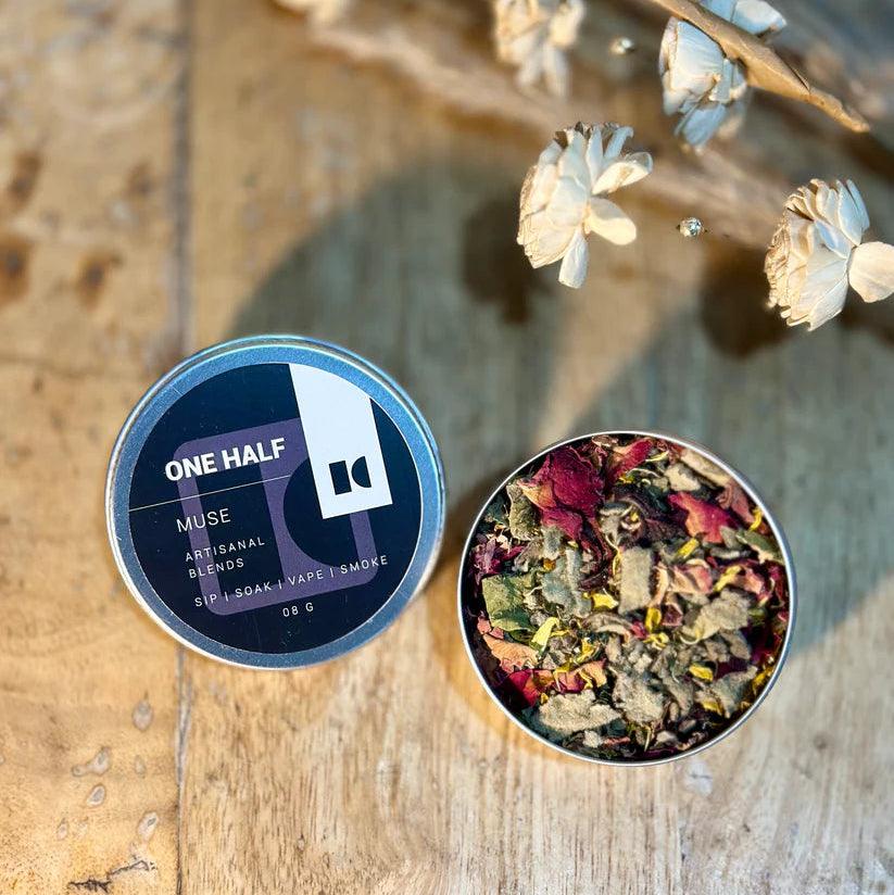 One Half- Muse 8gm Tin | Herbal Smoking BlendHerbal BlendHerbal Smoking Blend 8gm - Artisanal Tin | Focus & Creativity