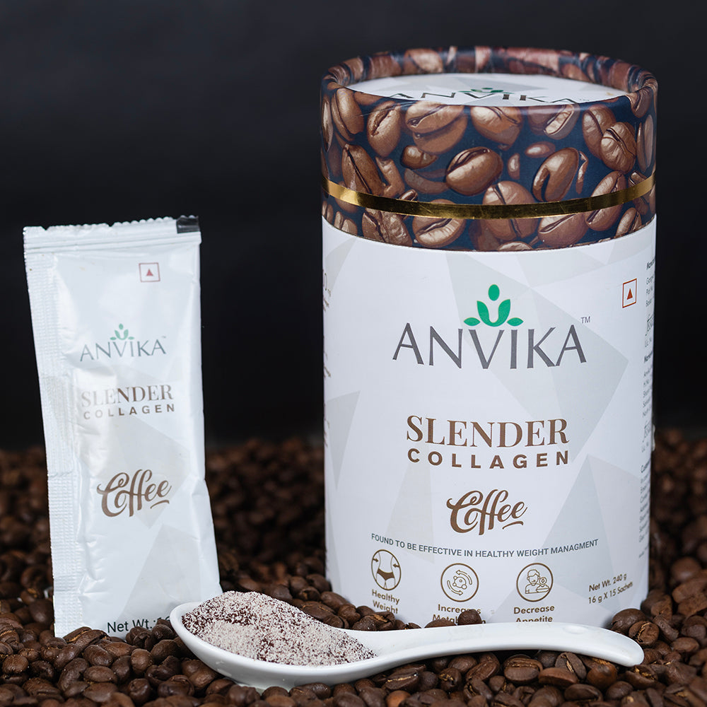 Anvika Slender Collagen with 100% Arabica Coffee & Marine Collagen Peptides for Weight Management