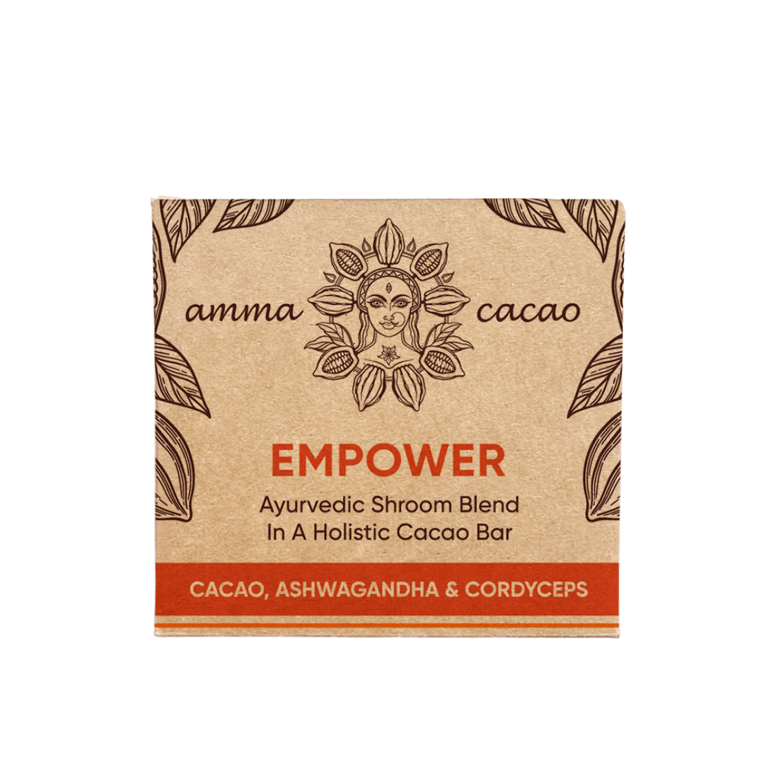 AmmaBar EMPOWER - Ayurvedic Shrooms Blend In A Holistic Cacao Bar (Pack 10).