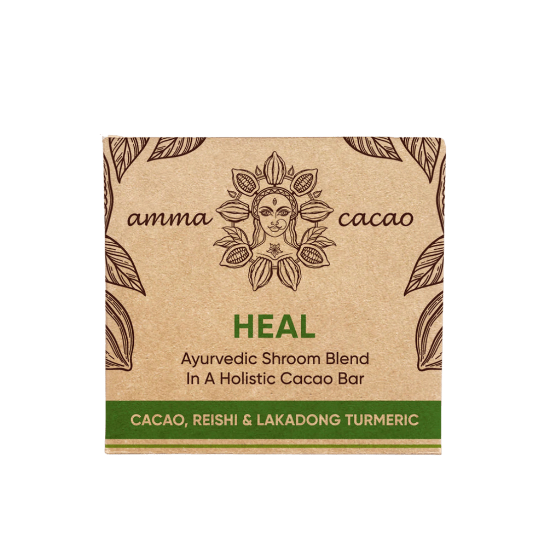 AmmaBar HEAL - Ayurvedic Shrooms Blend In A Holistic Cacao Bar (Pack 10).