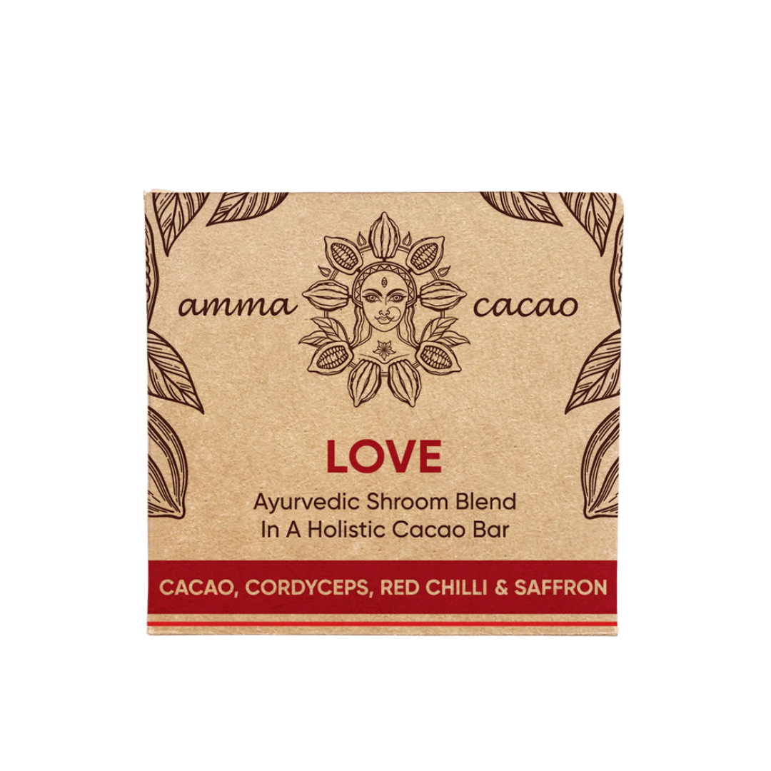 AmmaBar LOVE - Ayurvedic Shrooms Blend In A Holistic Cacao Bar (Pack 10).
