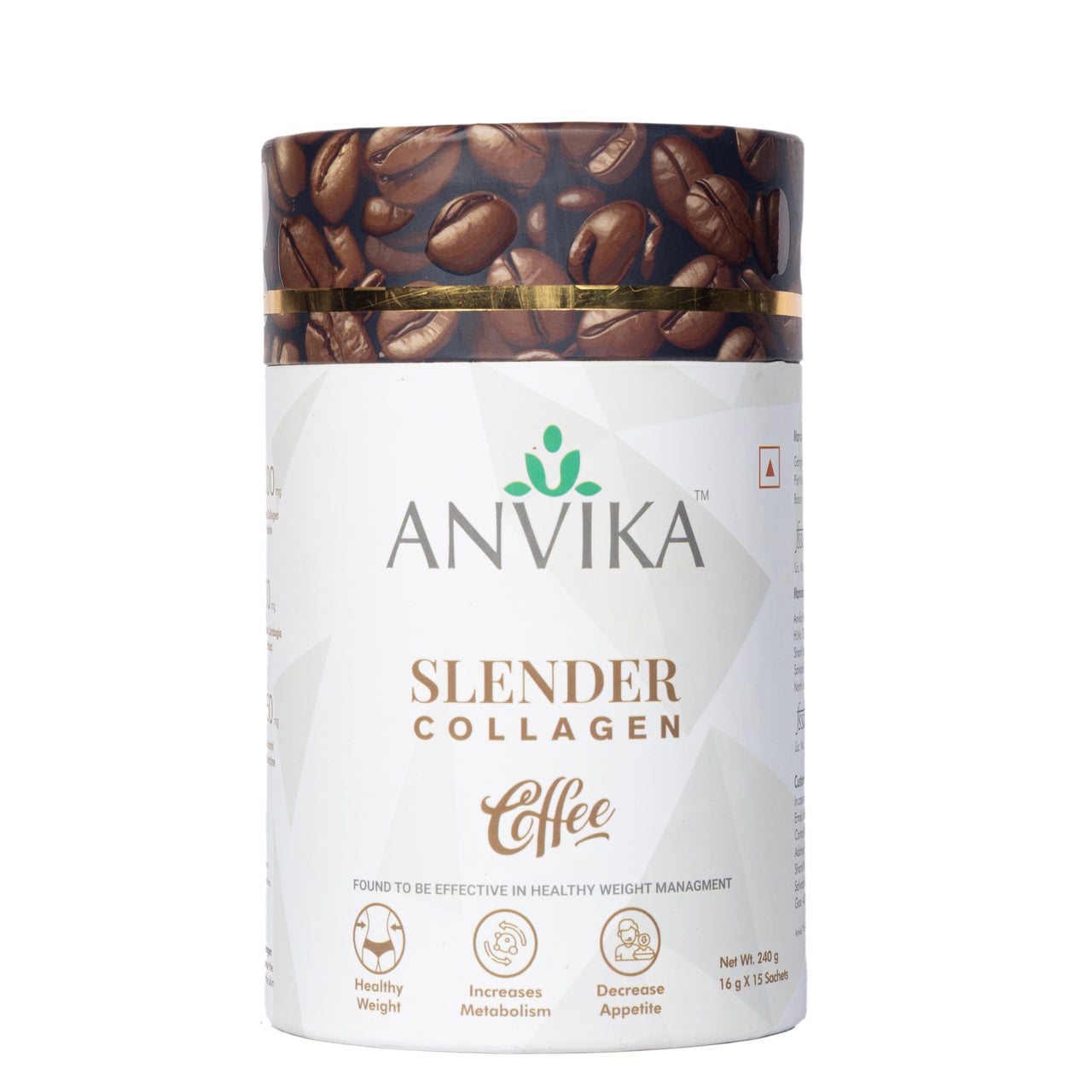 Anvika Slender Collagen with 100% Arabica Coffee & Marine Collagen Peptides for Weight Management