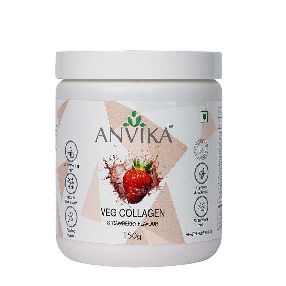Anvika Veg Collagen 150 gm Strawberry Flavored for Skin & Hair