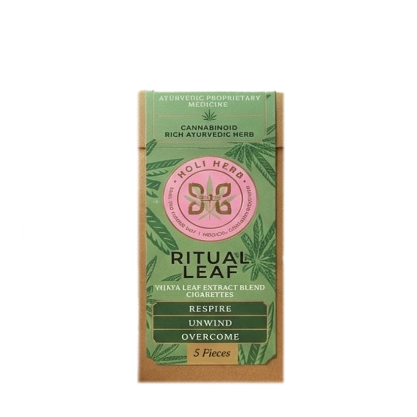 Pack of Ritual Leaf cigarettes with green and brown design on a white background