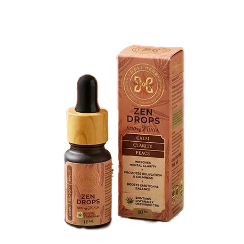 Zen Drops bottle and packaging on a white background
