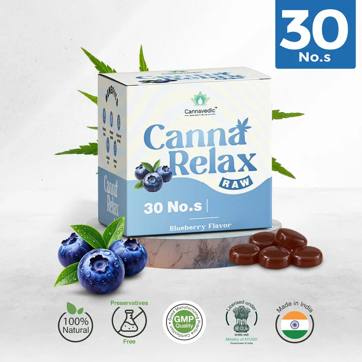 Cannavedic Canna Relax RAW (Blueberry) – Medical Cannabis Gummies | 30mg Ayurvedic Vijaya Candy