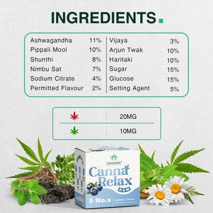 Cannavedic Canna Relax RAW (Blueberry) – Medical Cannabis Gummies | 30mg Ayurvedic Vijaya Candy